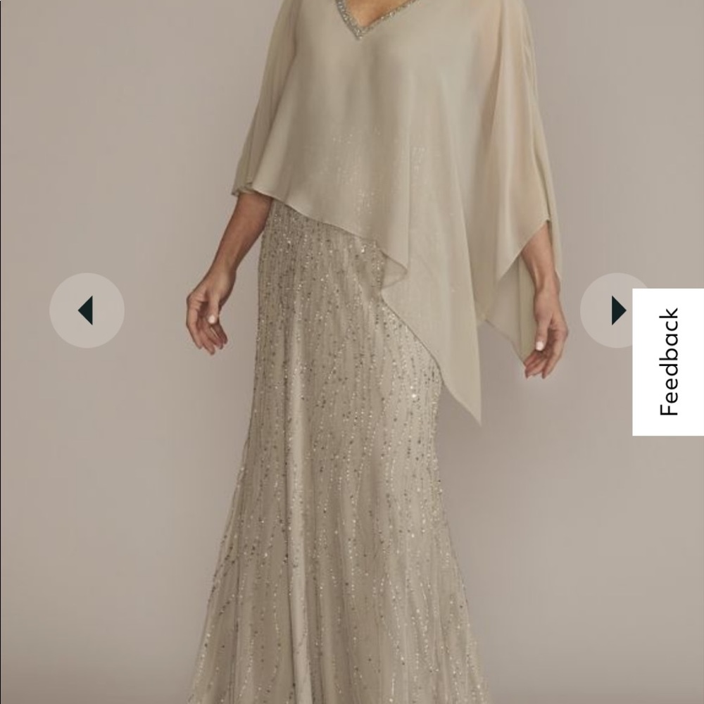 Silver gown from David’s Bridal.  NWT